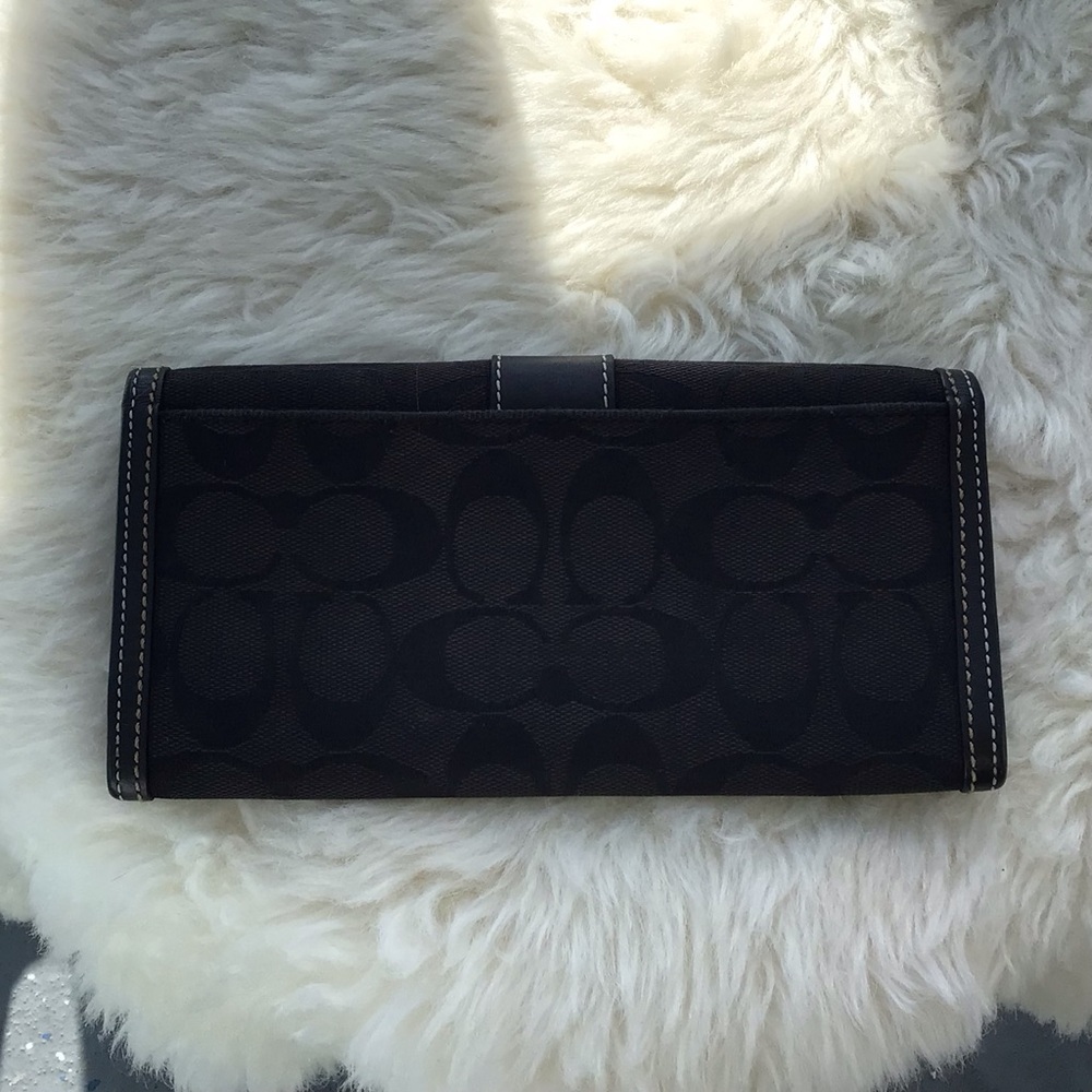 Coach Monogrammed Canvas Coated and Leather Long Wallet Clutch/Organizer Black - Picture 4 of 14